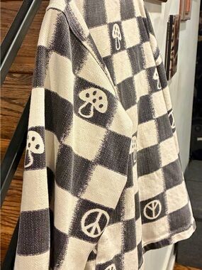 Urban Outfitters Wide Sleeve Oversized Blazer Jacket;Peace Sign+Mushroom Sz XS/S